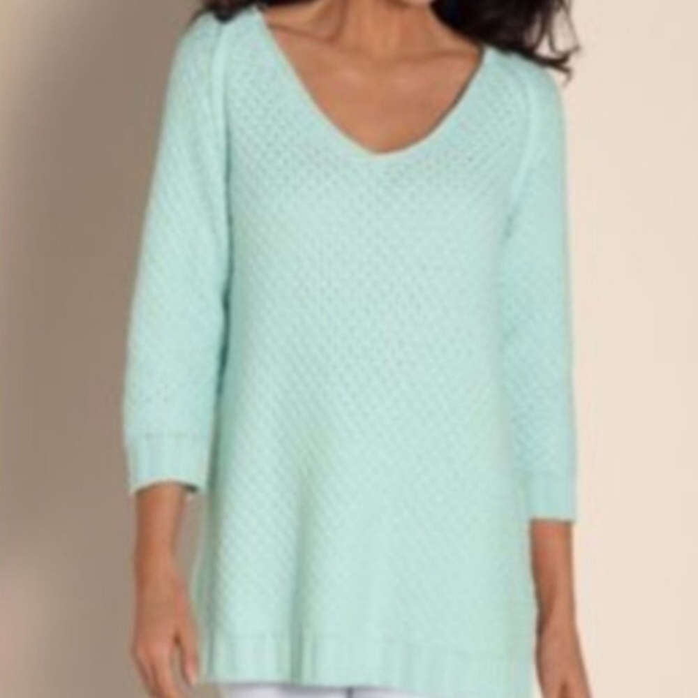 Soft Surroundings Bar Harbor Mint Green Sweater Size Medium